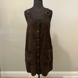 Brown Corduroy Overall Dress
